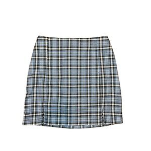 Blue plaid mini skirt